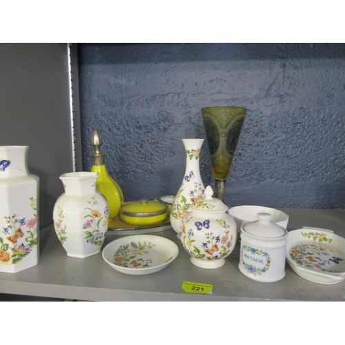 221 - Mixed china and glassware to include Aynsley dressing table items