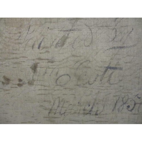 294 - ** Scott - a half length portrait of a girl with black hair wearing a green dress with a lace collar... 