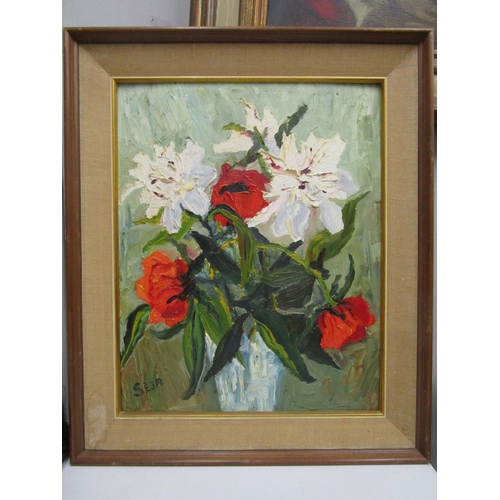 68 - Seja - a still life of flowers, oil painting on board, signed, 20