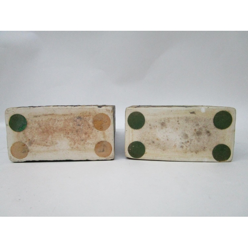 132 - Two Carn Pottery rectangular vases, one decorated with two discs and a landscape to the reverse 6 3/... 