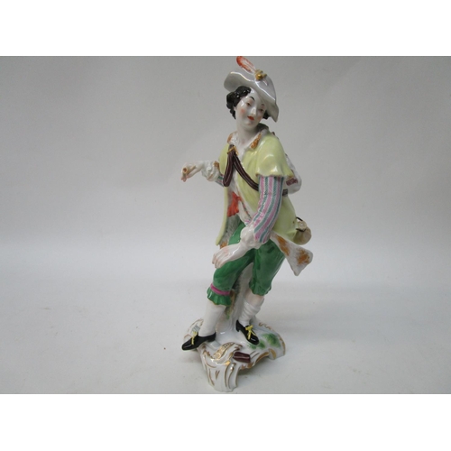 181 - A Royal Porcelain Factory, Berlin KPM figure of a man with a sheep on his back and holding a pipe, b... 