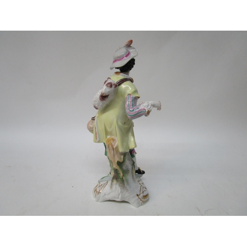 181 - A Royal Porcelain Factory, Berlin KPM figure of a man with a sheep on his back and holding a pipe, b... 