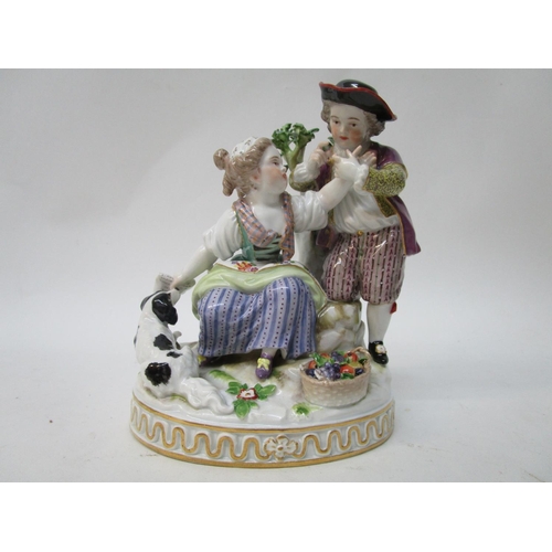 183 - A late 19th century Meissen figure group, 'Summer' after the models by M V Acier of a boy and girl, ... 