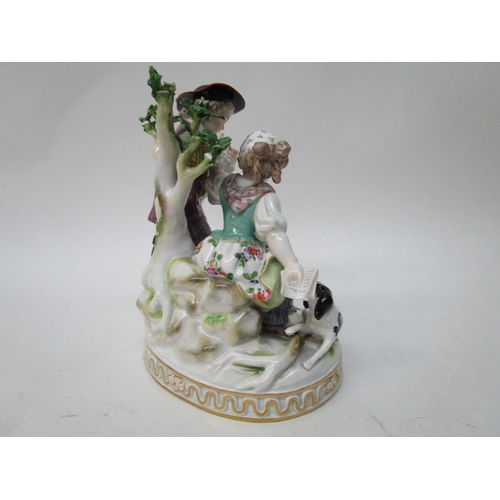 183 - A late 19th century Meissen figure group, 'Summer' after the models by M V Acier of a boy and girl, ... 