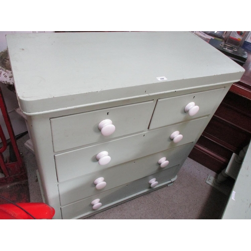 498 - A Victorian green painted chest of drawers, together with a painted wall shelf