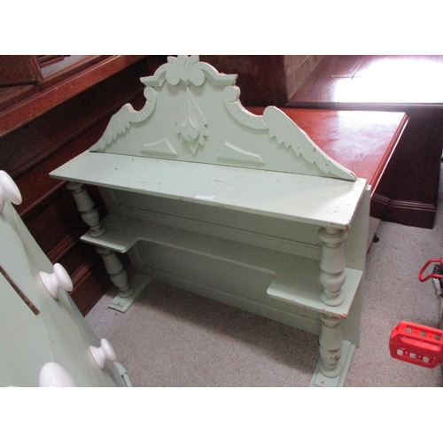 498 - A Victorian green painted chest of drawers, together with a painted wall shelf