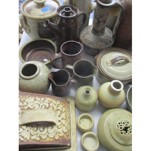 227 - Mixed pottery and Studio ware to include Quantock Design and a Portmeirion Meridian coffee service
L... 