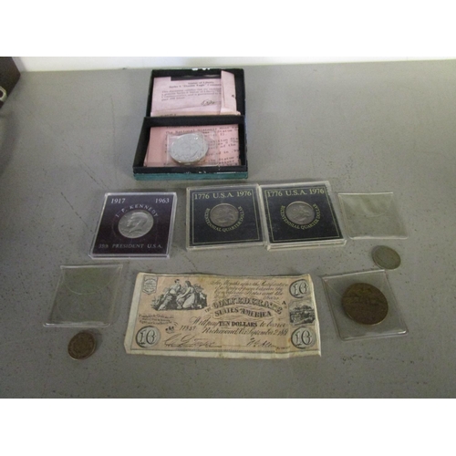 102 - American currency to include an American flying eagle one cent coin 1858, an ABC Bubble Gum Co. copy... 