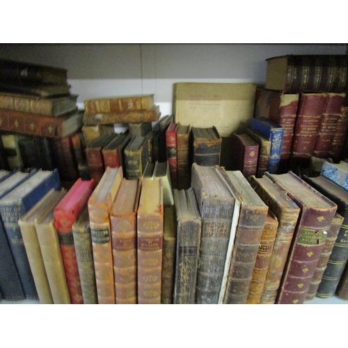 111 - A selection of antiquarian leather bound books and others to include three volumes of Movement du Mo... 