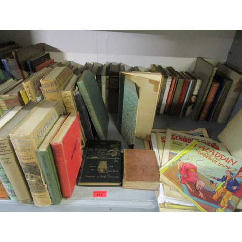 112 - A quantity of mainly children's books, annuals and comics to include three Harry Potter 1st editions... 