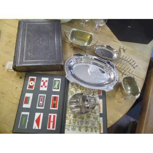 92 - A mixed lot to include cigarette cards, Bible and mixed silver plate
Location: LWM