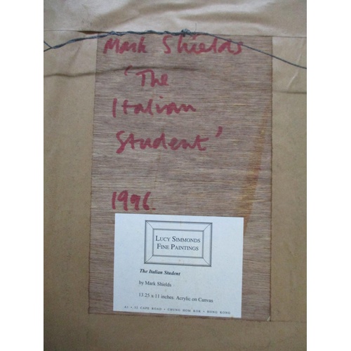 125 - Mark Shields - 'The Italian Student' oil on board, initialled lower right corner, dated 1996 verso i... 