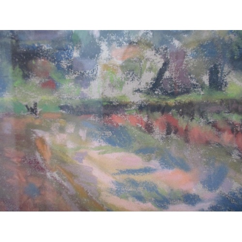 122 - David Napp - 'Carces: Provence', a town scene with an orchard to the foreground, pastel signed and d... 