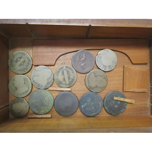 93 - A selection of coins in Victorian boxes to include American coins, British coins, French coins, some... 