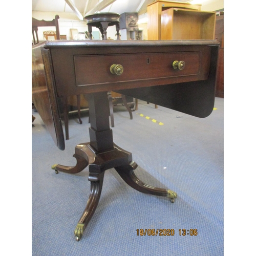 82 - A 19th century mahogany Pembroke style table on quatrofoil base, 28