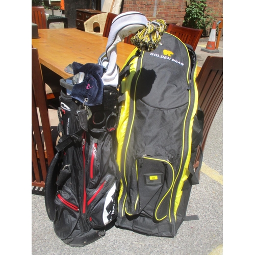 88 - A set of golf clubs, together with a Golden Bear travel bag
Location: G