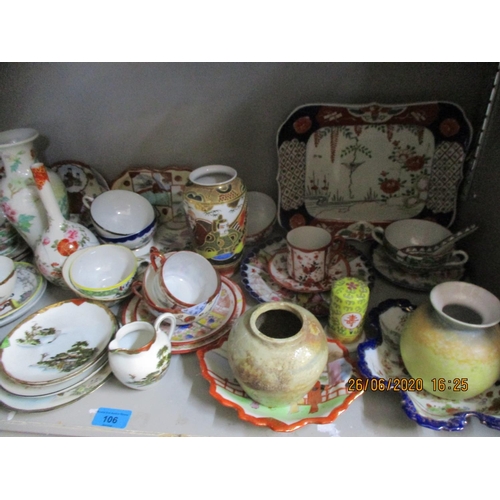 106 - A quantity of 20th century oriental ceramics to include a small Satsuma vase and eggshell teacups
Lo... 