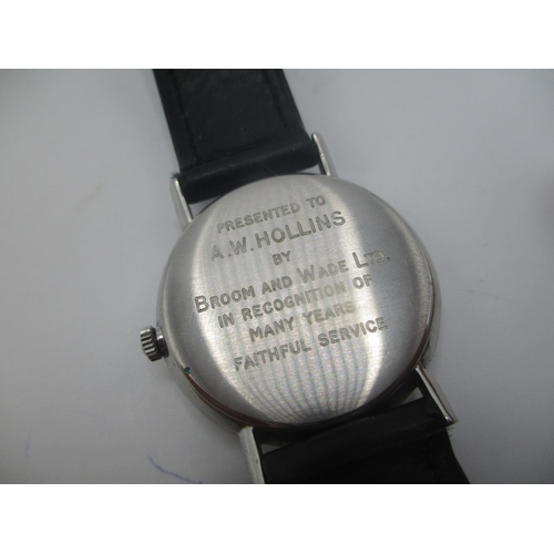 17 - An Omega manual wind, gents stainless steel 1960s wristwatch having a silvered dial with centre seco... 