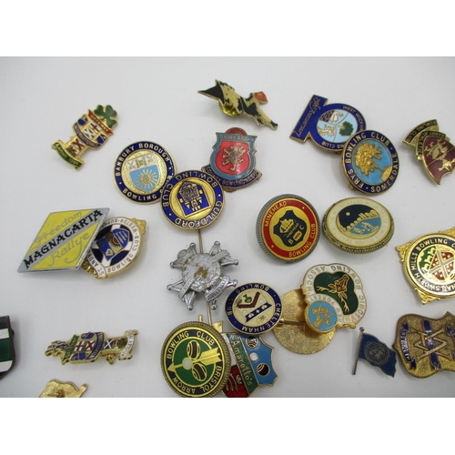 254 - Enamelled metal mainly bowling club badges