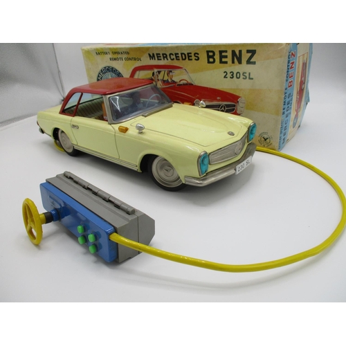 94 - A 1960s Yangman Japanese Mercedes Benz 230SL remote control, tin plate car, battery operated, with s... 