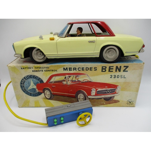 94 - A 1960s Yangman Japanese Mercedes Benz 230SL remote control, tin plate car, battery operated, with s... 