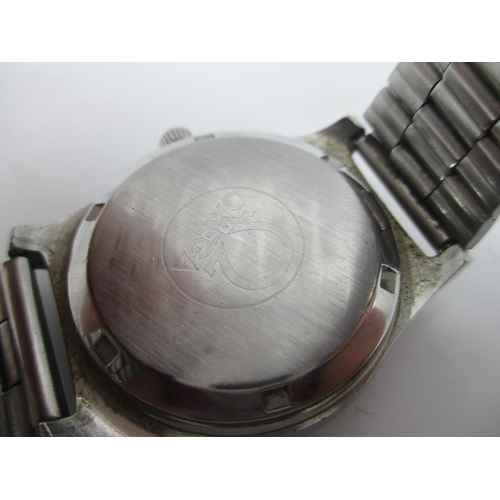 52 - An Omega automatic gents stainless steel wristwatch, circa 1974 having a blue dial with baton marker... 