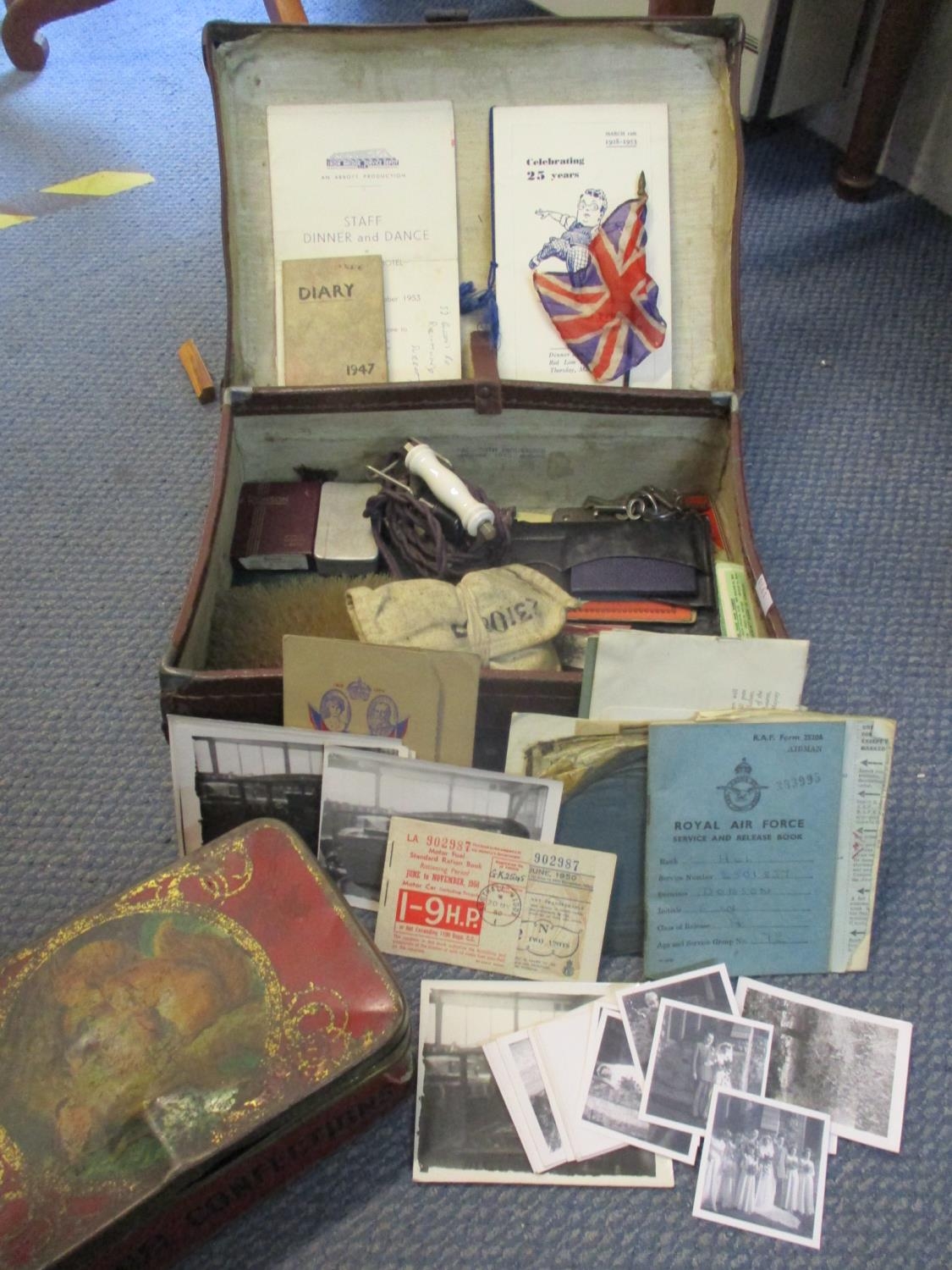 Items belonging to WW2 RAF Airman Eric Dobson all housed within a small ...