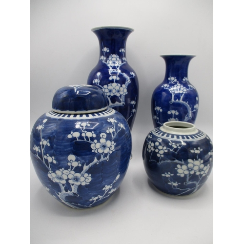 10 - Early 20th century Chinese blue and white ceramics decorated with prunus blossom comprising a ginger... 