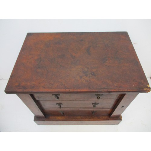 226 - A late Victorian string inlaid, burr walnut table top Wellington chest with crossbanded edges and th... 