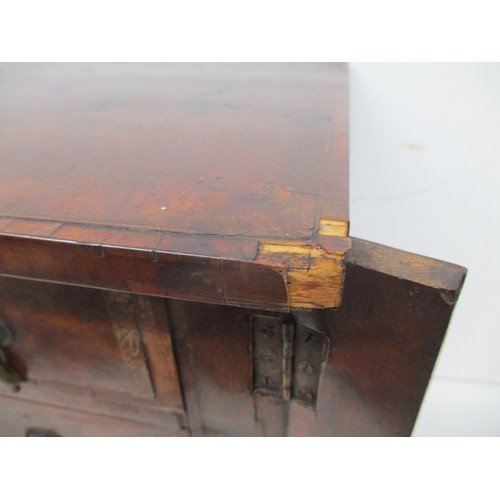 226 - A late Victorian string inlaid, burr walnut table top Wellington chest with crossbanded edges and th... 