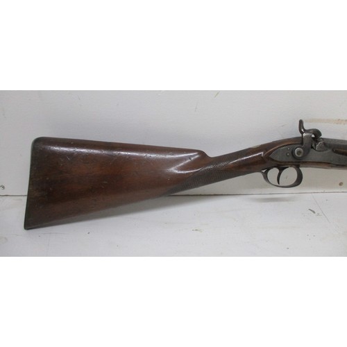 283 - A 19th Century percussion rifle musket, with diamond pattern carving to the stock and some etching t... 