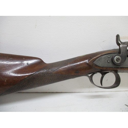 283 - A 19th Century percussion rifle musket, with diamond pattern carving to the stock and some etching t... 