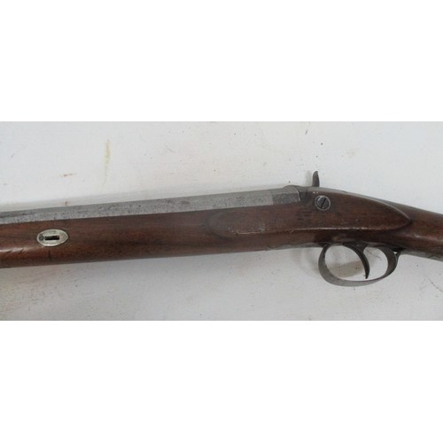 283 - A 19th Century percussion rifle musket, with diamond pattern carving to the stock and some etching t... 