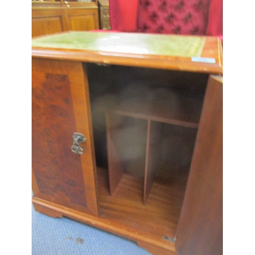 27 - A reproduction yew cabinet with a green leather scriber
Location: G