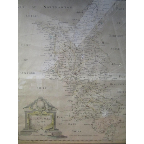 89 - Robert Morden - Buckinghamshire - an 18th century framed and glazed map, along with a book of maps, ... 