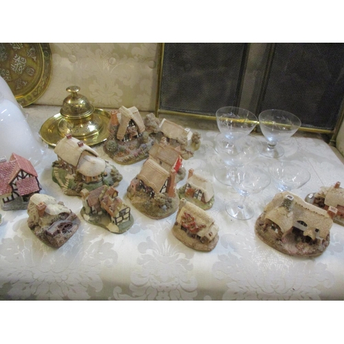 195 - A mixed lot to include brassware, cut glassware, Lilliput Lane Cottages and other items
Location: 1.... 