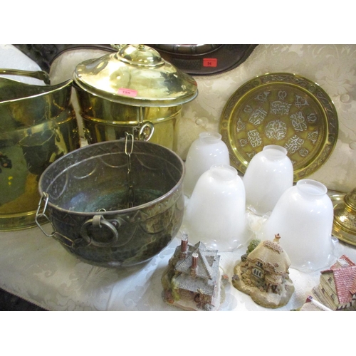 195 - A mixed lot to include brassware, cut glassware, Lilliput Lane Cottages and other items
Location: 1.... 