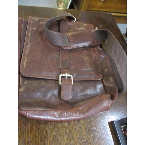 62 - A Petrolia brown leather satchel style bag and a Stauer wristwatch
Location: 1.4