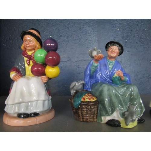 208 - A group of Royal Doulton figurines to include The Balloon Girl HN2818, Tuppence a Bag HN2320, The Fa... 