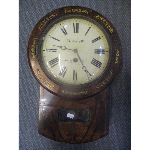 101 - An early 19th century rosewood drop dial wall clock, the dial inscribed Rieder & Co 44 cm h
Location... 