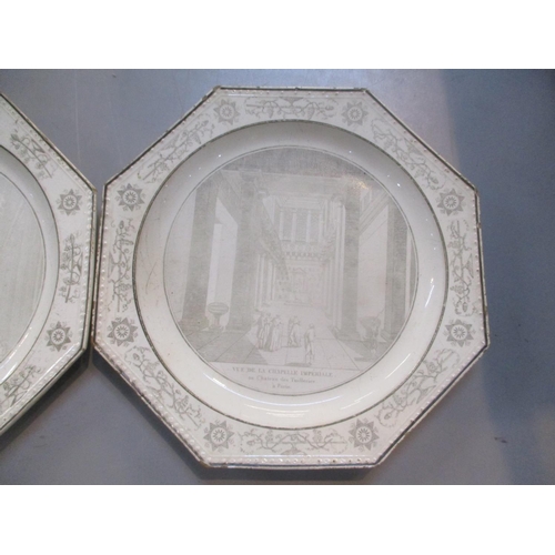 106 - Two 19th century French Creil creamware octagonal plates from the Sir John Gielgud sale at Sotheby's... 