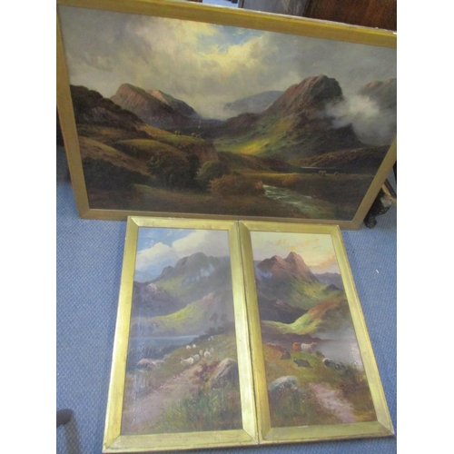 117 - Three late 19th century British School highland scenes, oil on canvas in slip frames
Location: RWF