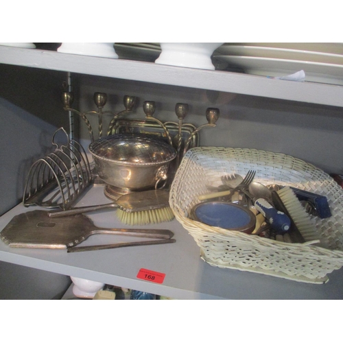 168 - A mixed lot of mainly silver and silver plate to include a silver dressing table set, silver plated ... 