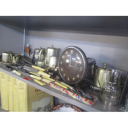 216 - A mixed lot to include silver plate, mixed cut glassware, vintage Metamec clock and other items
Loca... 