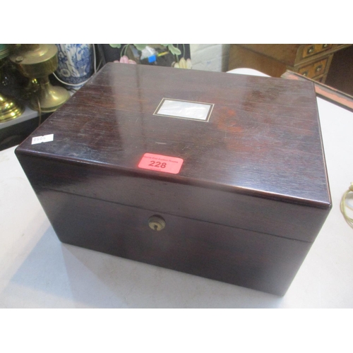 228 - A 19th century rosewood dressing table box fitted with silver plated topped jars and other items
Loc... 