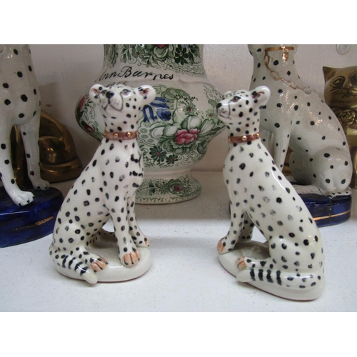 39 - A pair of Staffordshire seated Dalmatians, a Victorian jug dated and named Ann Barnes 1836, Miranda ... 