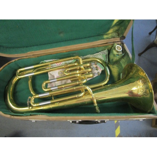 58 - A Hsinghai brass 3-valve Euphonium in a case
Location: C