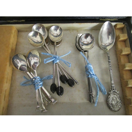 9 - A mixed lot of silver and silver plated items and two Victorian pottery chamber pots, to include sil... 