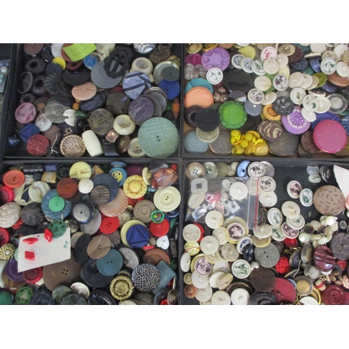 159 - Six trays of 20th century buttons to include Artid and large mid 20th century and later buttons