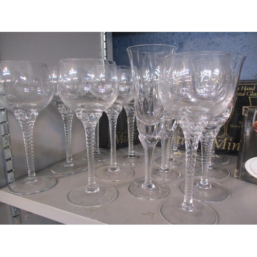 179 - Glassware to include Minstrel Bohemian and Cristal D'arques Danube glassware together with mixed tab... 